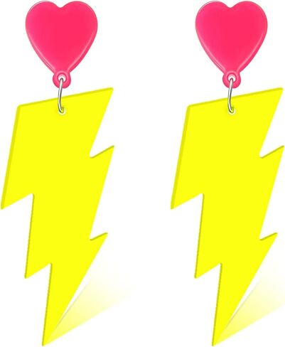80s Neon Earrings for Women Acrylic Lightning Bolt Drop Earrings Retro 80s 90s Glow Party Accessories Neon Jewelry for Halloween Costume Outfit in Saudi Arabia
