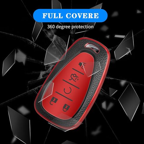 for Chevy Key Fob Cover, 5 Button Key Case for Chevrolet Equinox Malibu Trailblazer Traverse Volt Bolt, Red in Saudi Arabia