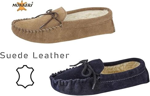 Mokkers Mens Jake Real Suede Moccasin Slippers (12 US) (Light Taupe) in Saudi Arabia