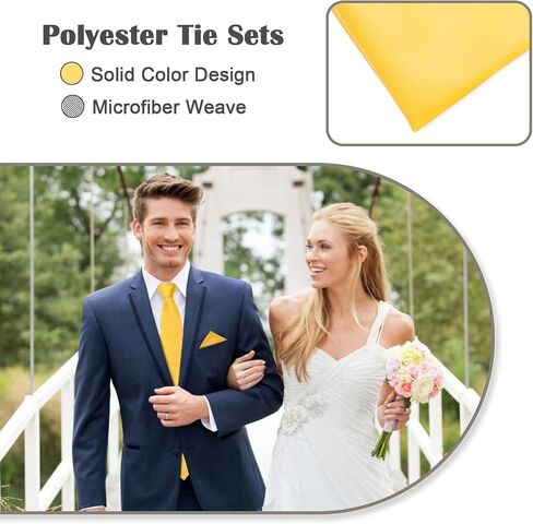 Mantieqingway Mens Ties Solid Color Neckties & Handkerchief & Pocket Square Holder Set for Wedding, Business, Party, Casual in Saudi Arabia