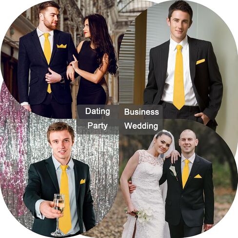 Mantieqingway Mens Ties Solid Color Neckties & Handkerchief & Pocket Square Holder Set for Wedding, Business, Party, Casual in Saudi Arabia