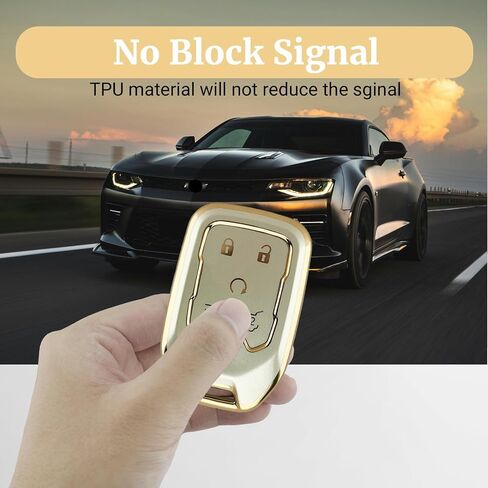 Soft TPU 6-Button for Chevy Key Fob Cover for Suburban Tahoe GMC Sierra 1500 2500HD 3500HD 2015 2016 2017 2018 2019 2020 2021 2022 2023 2024 2025, Gold in Kuwait