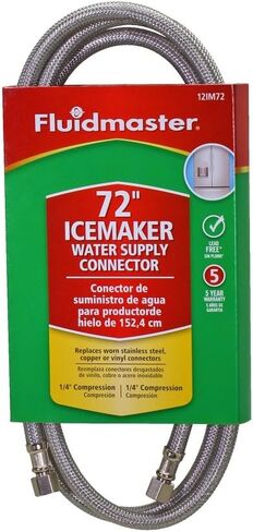 Fluidmaster 12IM60 Ice Maker Connector, Braided Stainless Steel - 1/4 Compression Thread x 1/4 Compression Thread, 5 Ft. (60-Inch) Length in Saudi Arabia
