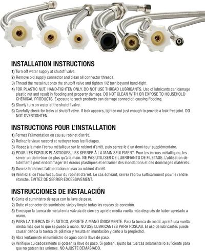 Fluidmaster 12IM60 Ice Maker Connector, Braided Stainless Steel - 1/4 Compression Thread x 1/4 Compression Thread, 5 Ft. (60-Inch) Length in Saudi Arabia