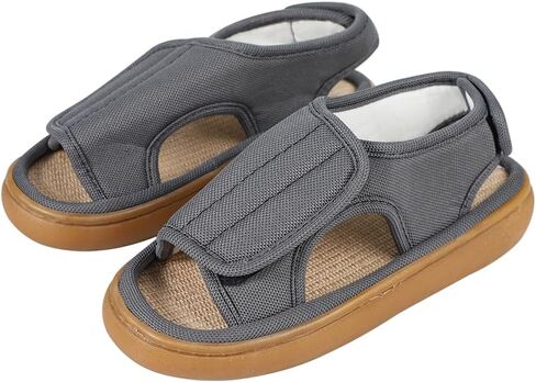 ITODA Extra Wide Diabetic Foot Shoes Swollen Men's Sandals Edema Adjustable Open Toe Diabetic Slippers for Swollen Feet Arthritis Elderly Swelling Neuropathy Lymphedema Surgery Recovery Footwear in Saudi Arabia