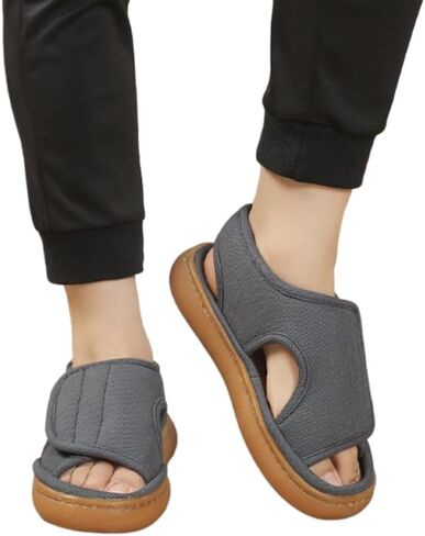ITODA Extra Wide Diabetic Foot Shoes Swollen Men's Sandals Edema Adjustable Open Toe Diabetic Slippers for Swollen Feet Arthritis Elderly Swelling Neuropathy Lymphedema Surgery Recovery Footwear in Saudi Arabia