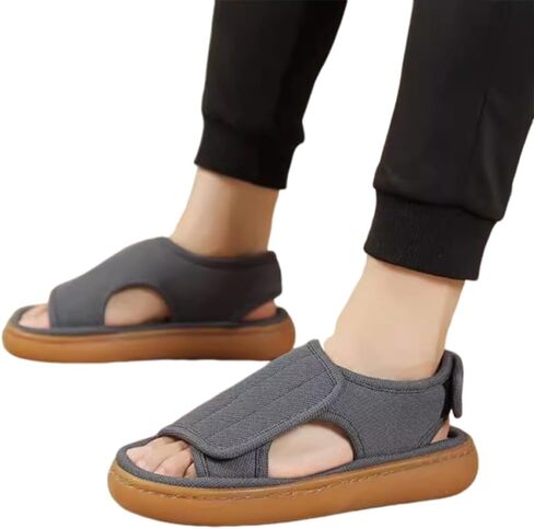 ITODA Extra Wide Diabetic Foot Shoes Swollen Men's Sandals Edema Adjustable Open Toe Diabetic Slippers for Swollen Feet Arthritis Elderly Swelling Neuropathy Lymphedema Surgery Recovery Footwear in Saudi Arabia