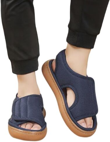 ITODA Extra Wide Diabetic Foot Shoes Swollen Men's Sandals Edema Adjustable Open Toe Diabetic Slippers for Swollen Feet Arthritis Elderly Swelling Neuropathy Lymphedema Surgery Recovery Footwear in Saudi Arabia