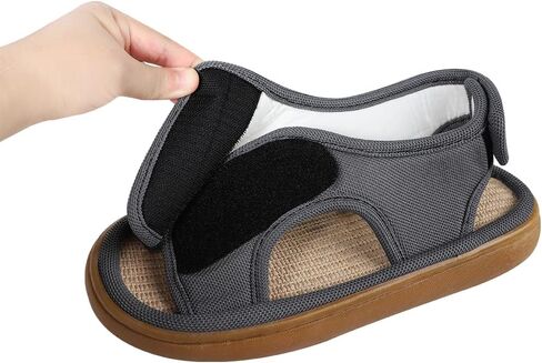 ITODA Extra Wide Diabetic Foot Shoes Swollen Men's Sandals Edema Adjustable Open Toe Diabetic Slippers for Swollen Feet Arthritis Elderly Swelling Neuropathy Lymphedema Surgery Recovery Footwear in Saudi Arabia