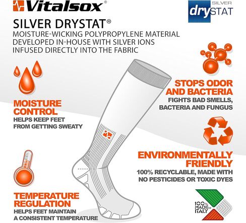 Vitalsox إيطاليا، زوج جوارب ضغط متدرج حاصلة على براءة اختراع VT1211 فضي in Saudi Arabia