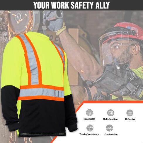 North 15 Hi Vis T-Shirt - Safety Shirt, ASNI Class 3 Reflective Safety Long Sleeve T-Shirt in Saudi Arabia
