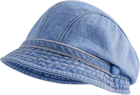 Denim Beret Hat Newsboy Cap Retro Bucket Hat with Adjustable Strap for Women in Kuwait