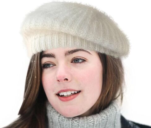 Soft Knit Beret Hat Winter Fashion Warm Crochet Beanie for Women in Kuwait