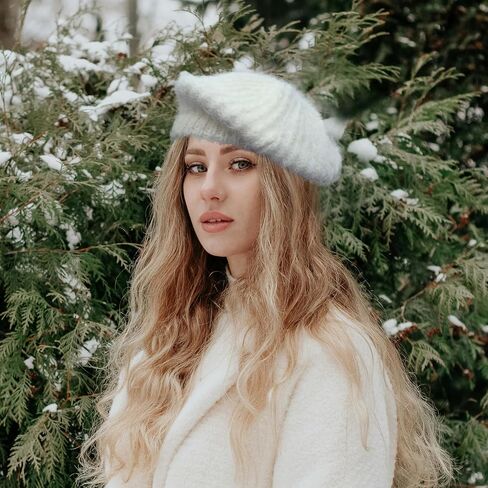 Soft Knit Beret Hat Winter Fashion Warm Crochet Beanie for Women in Kuwait