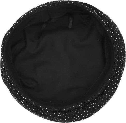 Women Shiny Rhinestone French Black Beret Hat Bling Bling Artist Causal Beanie Cap in Saudi Arabia