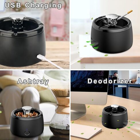 Smokeless Ashtray Indoor Home Ashtray Rechargeable Ashtray for Car Indoor Home Office Gift Black in Saudi Arabia