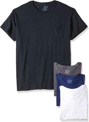 Fruit of the Loom Men's Pocket Crew Neck T-Shirt - Medium - Heather Gray (Pack of 4) in Saudi Arabia