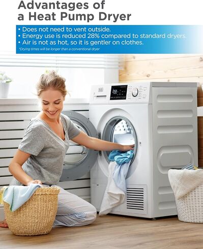 BLACK+DECKER BDFH44M Heat Pump, 4.4 Cu. Ft. Electric Clothes Ventless Dryer, White in Kuwait