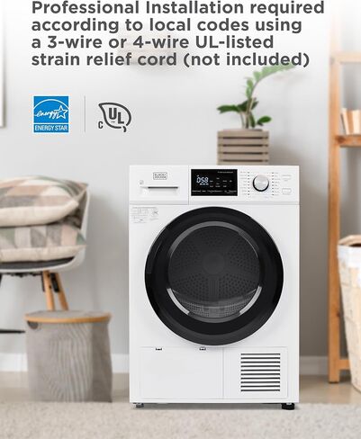 BLACK+DECKER BDFH44M Heat Pump, 4.4 Cu. Ft. Electric Clothes Ventless Dryer, White in Kuwait