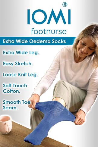 IOMI Footnurse - Mens Ladies Unisex Extra Wide Loose Non Binding Edema Socks in Saudi Arabia