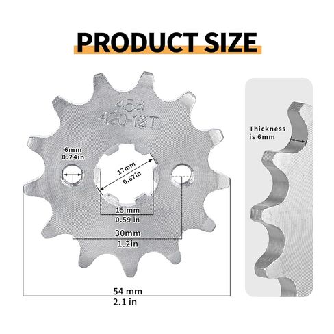 420 14T دراجة نارية محرك أمامي ضرس 17 مم متوافق مع 50cc 70cc 90cc 110cc 125cc 140cc 160cc Taotao Loncin Roketa Dirt Bike ، Mini Bike ، ATVs ، Go Kart Sprocket in Kuwait