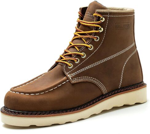 ACDSAF Work Boots for Men - 6 Inch Wedge Soft Toe Mens Work Boots, Waterproof Construction Work Shoes (Black Color,Size 12) in Saudi Arabia