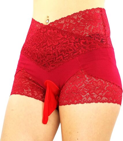 High Waist Boy Short Mens Sissy Panties (Red - Open Sheath, 1), One Size in Saudi Arabia
