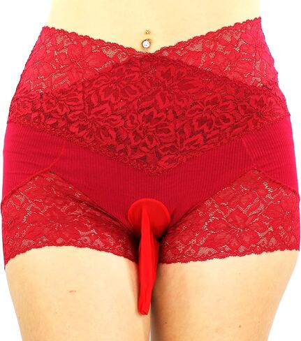 High Waist Boy Short Mens Sissy Panties (Red - Open Sheath, 1), One Size in Saudi Arabia
