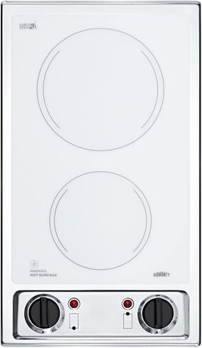 Summit FBA CR2B120 115V 2-Burner 12" Radiant Cooktop with Stainless Steel Trim for Built-in Installation, Black in Saudi Arabia