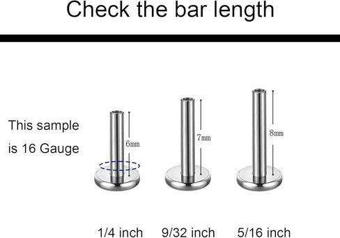 Threadless Labret Stud Repalcement for Flat Back Earrings Nose Tragus Helix Cartilage Lip Medusa Piercing Jewelry Titanium Bar Post ONLY 16G 18G 20G in Saudi Arabia