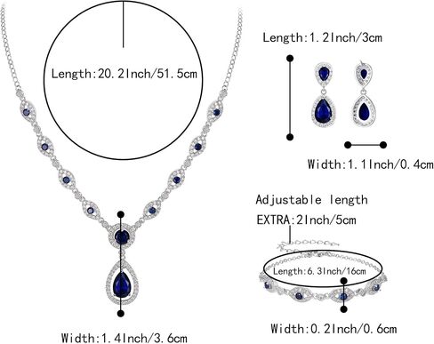BriLove Wedding Bridal Jewelry Set for Women Cubic Zirconia Teardrop Y-Necklace Link Bracelet Dangle Earrings for Party Prom Accessories in Saudi Arabia
