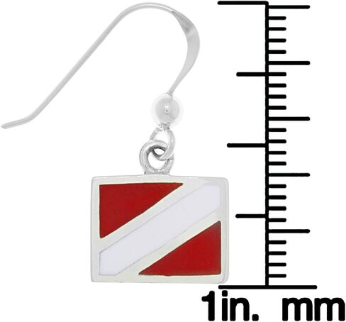 Jewelry Trends Sterling Silver Scuba Diver Down Flag Red Enameled Pendant Necklace 18" in Saudi Arabia