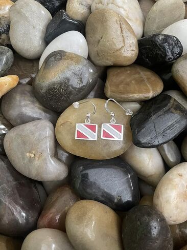 Jewelry Trends Sterling Silver Scuba Diver Down Flag Red Enameled Pendant Necklace 18" in Saudi Arabia