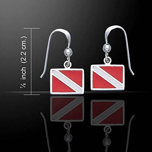 Jewelry Trends Sterling Silver Scuba Diver Down Flag Red Enameled Pendant Necklace 18" in Saudi Arabia
