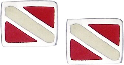 Jewelry Trends Sterling Silver Scuba Diver Down Flag Red Enameled Pendant Necklace 18" in Saudi Arabia