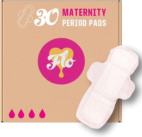Flo Bamboo Maternity Pads Extra Long with 4 Wings (30 Pads) - Ultra Absorbent + Maximum Protection in Saudi Arabia