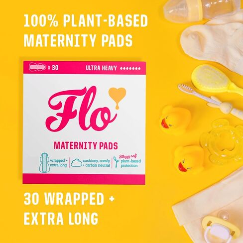 Flo Bamboo Maternity Pads Extra Long with 4 Wings (30 Pads) - Ultra Absorbent + Maximum Protection in Saudi Arabia