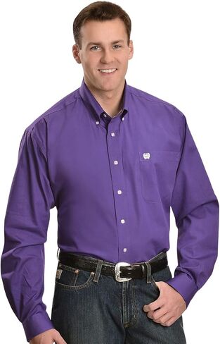 Cinch Men's Solid Purple Button-Down Long Sleeve Western Shirt in Saudi Arabia