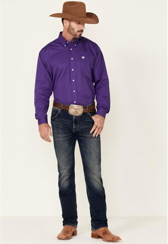 Cinch Men's Solid Purple Button-Down Long Sleeve Western Shirt in Saudi Arabia