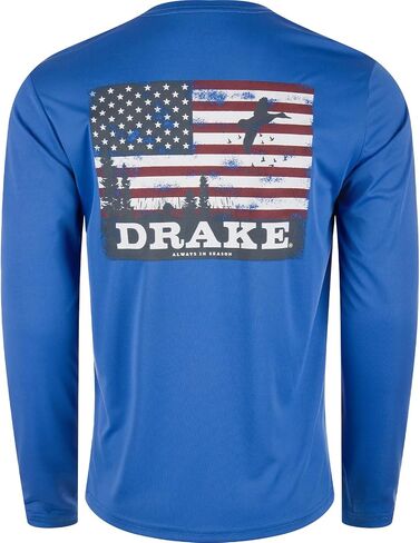 Drake Waterfowl Men's Icon Crew Americana Long Sleeve T-Shirt-Lightweight Soft Tee in Saudi Arabia