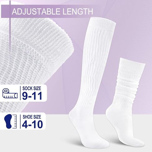 Tarpop 6 Pairs Slouchy Socks for Women Girls Extra Long White Scrunch Socks Cotton Crew Boot Calf Slouch Stocking Size 9-11 in Saudi Arabia