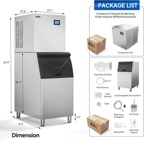 ROVSUN Countertop Ice Maker Machine, Make 40lbs Ice in 24 Hours, Portable Ice Maker with Ice Scoop & Basket for Home, Office, Kitchen, Bar (Silver) in Saudi Arabia