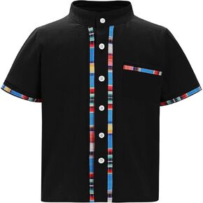 IBTOM CASTLE Toddlers Kids Boys Mexican Shirts Guayabera Short Sleeve Button Down Embroidery Shirt Top Cinco De Mayo Outfit in Saudi Arabia