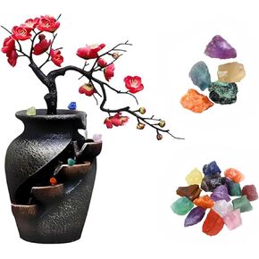 CYLLYKGIFT Free 10PCS Natural Crystals & Indoor Waterfall Fountain Pot for Living Room, Bedroom, Dining Room, Kitchen, Bathroom