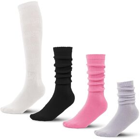 Women Slouch Soft Knee High Striped Socks 4 Pair