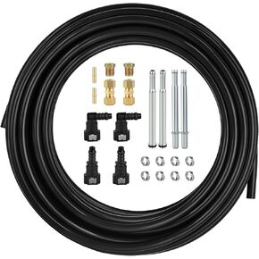 MuHize Automotive 25 Ft 3/8 Fuel Line Kit, 3/8" Nylon Fuel Tubing Replacement, Universal Nylon or Steel Repair Kit Tool for Vacuum, Water, Air Lines System