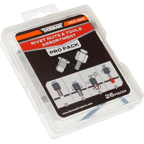 Dorman 963-998 Rivet Nuts and Hand Tool Kit - Metric M5, M6, M8 (Tray Contains 26 Pieces)