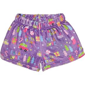 iscream Big Girls Silky Soft Plush Fun Print Fleece Shorts - Cozy Holiday Collection