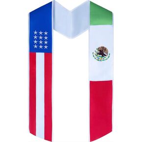 Mexico and United States Graduation Sash Stole for Women and Men | One Size Fits All | Mexican American
