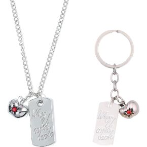 SONGCHANGJEWELRY Love and Deepspace Caleb Necklace and Keychain Set – Cosplay Gift for Fans, Zinc Alloy Apple Pendant, Perfect for Caleb Enthusiasts